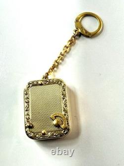 Vintage Reuge Ste-Croix Swiss Music Box Keychain Gold-Tone Wind-Up Works