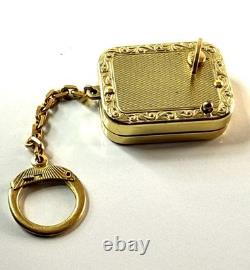 Vintage Reuge Ste-Croix Swiss Music Box Keychain Gold-Tone Wind-Up Works