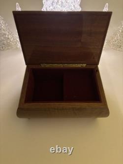 Vintage Reuge Swiss Inlaid Wooden Jewelry Box Violin Music Box