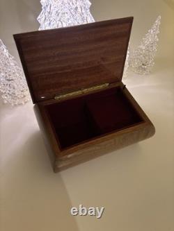 Vintage Reuge Swiss Inlaid Wooden Jewelry Box Violin Music Box