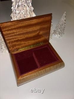 Vintage Reuge Swiss Inlaid Wooden Jewelry Box Violin Music Box