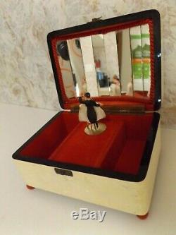 Vintage Reuge Swiss Jewelry Music Box with Dancing Couple Que Sera Sera
