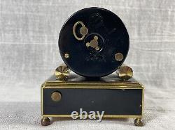 Vintage Reuge Swiss Mechanical Alarm Clock Music Box Black Gold 1950s-60s Read