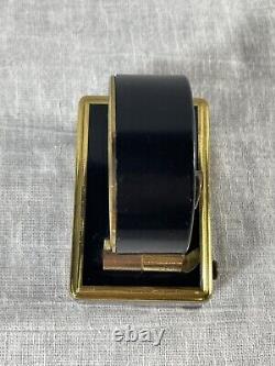 Vintage Reuge Swiss Mechanical Alarm Clock Music Box Black Gold 1950s-60s Read