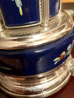 Vintage Reuge Swiss Movement Music Box Cigarette Lipstick Dispenser Holder Blue
