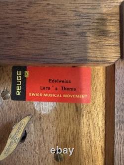 Vintage Reuge Swiss Music Box 36 Note 2 Tune Edelweiss Lara's Theme Marquetry