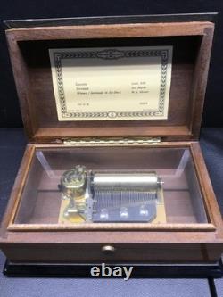 Vintage Reuge Swiss Music Box 3/36 Inlaid Wood Italy Mozart Haydyn Louis XIII