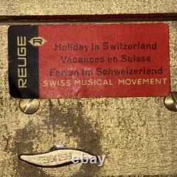 Vintage Reuge Swiss Music Box #402 Rhododendron Rare Lid Ste-Croix Stamped