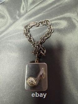 Vintage Reuge Swiss Music Box Charm Bracelet Working Jeweled Musical Note