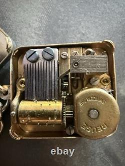 Vintage Reuge Swiss Music Box Charm Bracelet Working Jeweled Musical Note