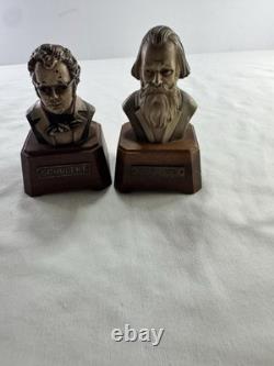 Vintage Reuge Swiss Music Box Composer Busts Schubert & Brahms Wood Work Great