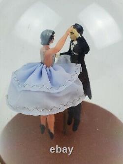 Vintage Reuge Swiss Music Box Dome Dancing Couple Waltz Serviced Working withVideo