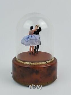 Vintage Reuge Swiss Music Box Dome Dancing Couple Waltz Serviced Working withVideo