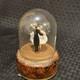 Vintage Reuge Swiss Music Box Emperor Waltz Dancing Couple Burled Wood Dome Read