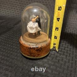 Vintage Reuge Swiss Music Box Emperor Waltz Dancing Couple Burled Wood Dome Read