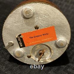 Vintage Reuge Swiss Music Box Emperor Waltz Dancing Couple Burled Wood Dome Read