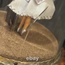 Vintage Reuge Swiss Music Box Emperor Waltz Dancing Couple Burled Wood Dome Read