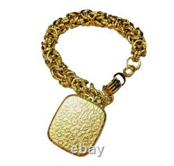Vintage Reuge Swiss Music Box Gold Chunky Charm Bracelet Flowers ALL-OR Marking