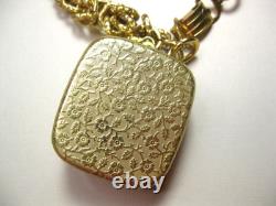 Vintage Reuge Swiss Music Box Gold Chunky Charm Bracelet Flowers ALL-OR Marking