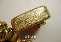 Vintage Reuge Swiss Music Box Gold Chunky Charm Bracelet Flowers ALL-OR Marking