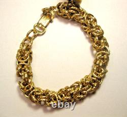 Vintage Reuge Swiss Music Box Gold Chunky Charm Bracelet Flowers ALL-OR Marking