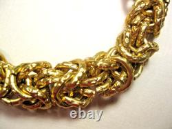 Vintage Reuge Swiss Music Box Gold Chunky Charm Bracelet Flowers ALL-OR Marking