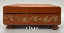 Vintage Reuge Swiss Music Box Hand Painted Wooden Jewelry Box Works Perfectly