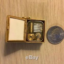 Vintage Reuge Swiss Music Box Pendant Silver 800 working book photo locket