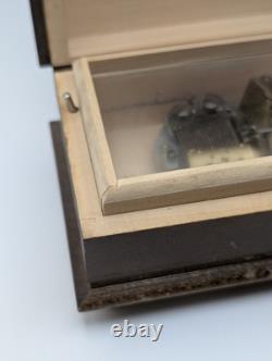 Vintage Reuge Swiss Music Box Raindrops Keep Fallin Wood Jewelry Box
