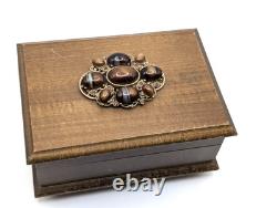 Vintage Reuge Swiss Music Box Raindrops Keep Fallin Wood Jewelry Box