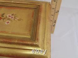 Vintage Reuge Swiss Music Jewelry Box 4-Song Gilt Gold Hand Painted