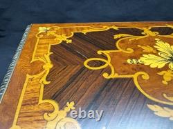 Vintage Reuge Swiss Music King's Box 3/72 Wood Inlay, 9.75 x 6.25 x 4.25