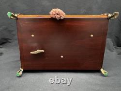 Vintage Reuge Swiss Music King's Box 3/72 Wood Inlay, 9.75 x 6.25 x 4.25