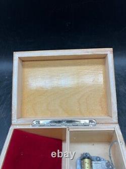 Vintage Reuge Swiss Musical Movement Jewelry Music Box Italy Wooden Floral Wood