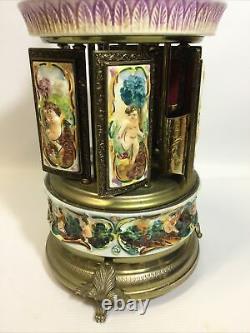 Vintage Reuge Swiss Musical Movement Porcelain Cherub Carousel Made In Italy