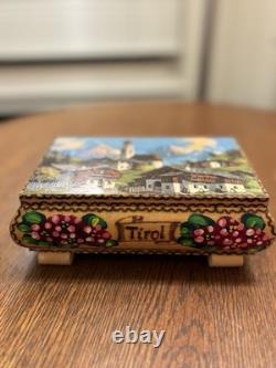 Vintage Reuge Swiss Musical Movement Wooden Music Box Tirol Hand Painted A4