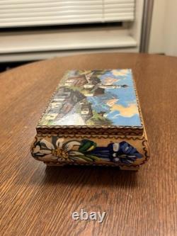 Vintage Reuge Swiss Musical Movement Wooden Music Box Tirol Hand Painted A4