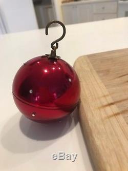 Vintage Reuge Swiss Red Muscial Christmas Ornament withrhinestones Silent Night