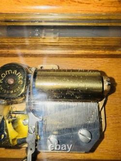 Vintage Reuge Swiss Romance Music Box Memory Andrew Lloyd Webber Glass Case Oak