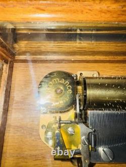 Vintage Reuge Swiss Romance Music Box Memory Andrew Lloyd Webber Glass Case Oak