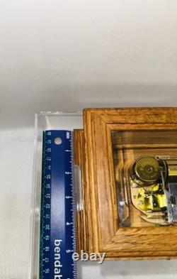 Vintage Reuge Swiss Romance Music Box Memory Andrew Lloyd Webber Glass Case Oak