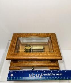 Vintage Reuge Swiss Romance Music Box Memory Andrew Lloyd Webber Glass Case Oak