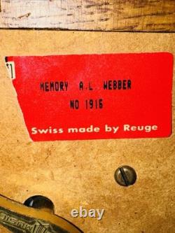 Vintage Reuge Swiss Romance Music Box Memory Andrew Lloyd Webber Glass Case Oak