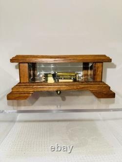 Vintage Reuge Swiss Romance Music Box Memory Andrew Lloyd Webber Glass Case Oak