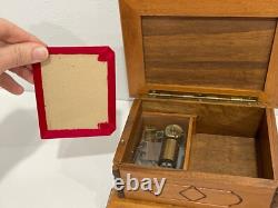 Vintage Reuge Switzwerland Music Box in German Kuno Bierling Wood Carved Box