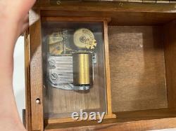 Vintage Reuge Switzwerland Music Box in German Kuno Bierling Wood Carved Box