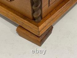Vintage Reuge Switzwerland Music Box in German Kuno Bierling Wood Carved Box