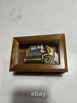 Vintage Reuge Wood & Beveled Glass Case Music Box, NO 1547