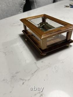 Vintage Reuge Wood & Beveled Glass Case Music Box, NO 1547