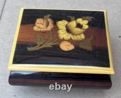 Vintage Reuge Wood Muisc Box Flower Paganini Theme Swiss Made in Italy 19 Note